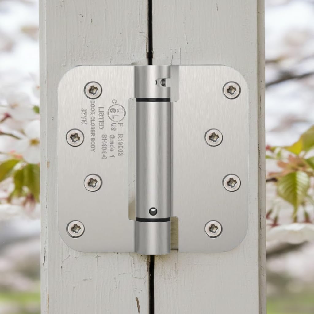 Self Closing Door Hinges 4 Inch Spring Hinge, 5/8" Radius Corners, Auto Close, Heavy Duty for Interior & Fire Rated Doors (2 Pack)