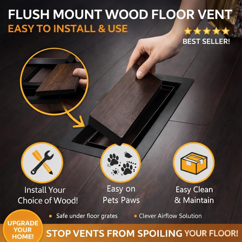 Flush Floor Register Vent 4X10 Heavy Duty Steel Covers Tile Insert Vents registers 10x4 Drop in Custom Modern Hidden Invisible Low Profile Mount