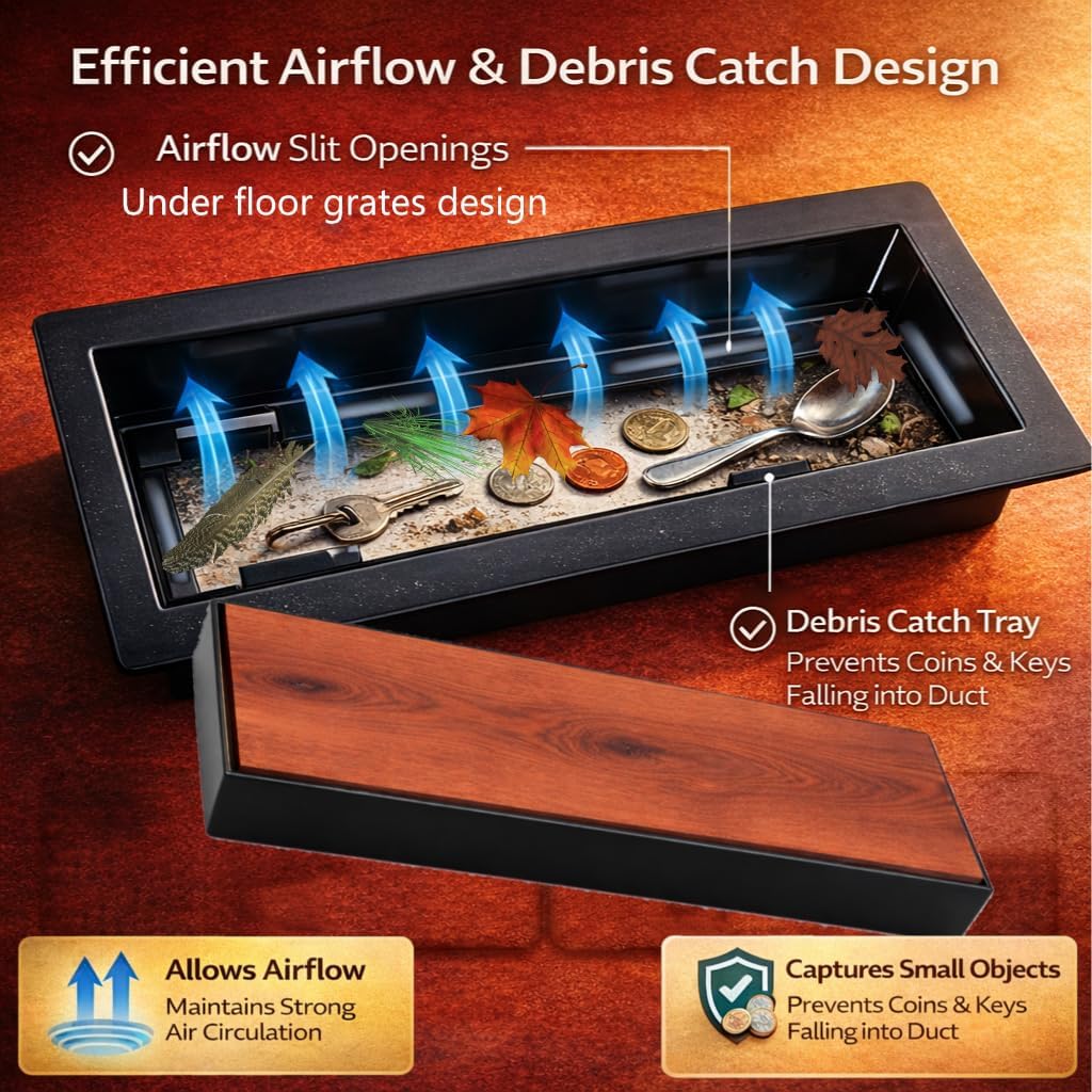 Flush Floor Register Vent 4X10 Heavy Duty Steel Covers Tile Insert Vents registers 10x4 Drop in Custom Modern Hidden Invisible Low Profile Mount