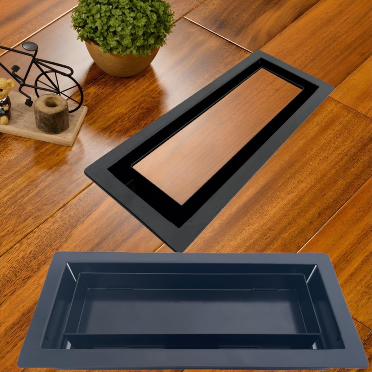 Flush Floor Register Vent 4X10 Heavy Duty Steel Covers Tile Insert Vents registers 10x4 Drop in Custom Modern Hidden Invisible Low Profile Mount