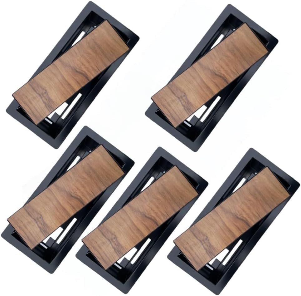 Flush Floor Register Vent 4X10 Heavy Duty Steel Covers Tile Insert Vents registers 10x4 Drop in Custom Modern Hidden Invisible Low Profile Mount 5 Pack)