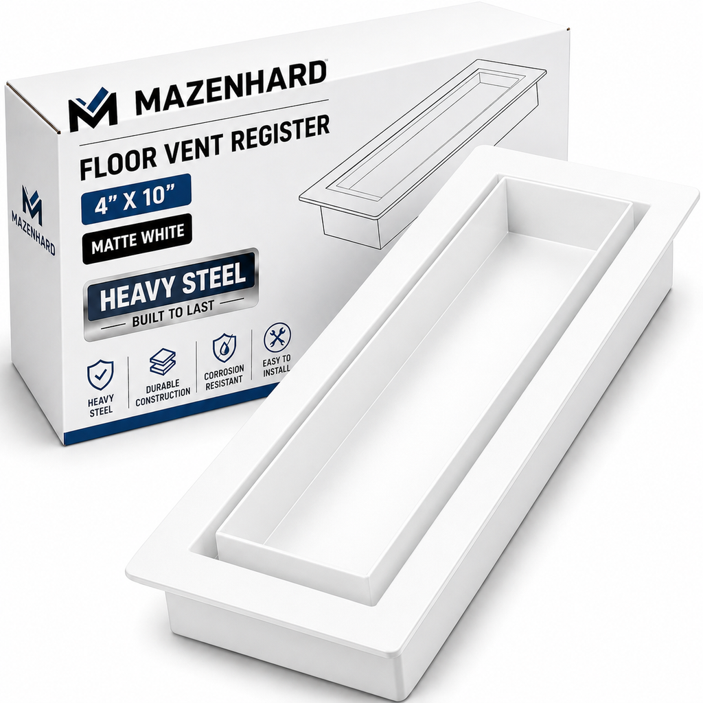 Flush Floor Vent 4X10 Register Heavy Duty Steel Covers Tile Insert Vents registers 10x4 Drop in Custom Modern Hidden Invisible Low Profile Mount