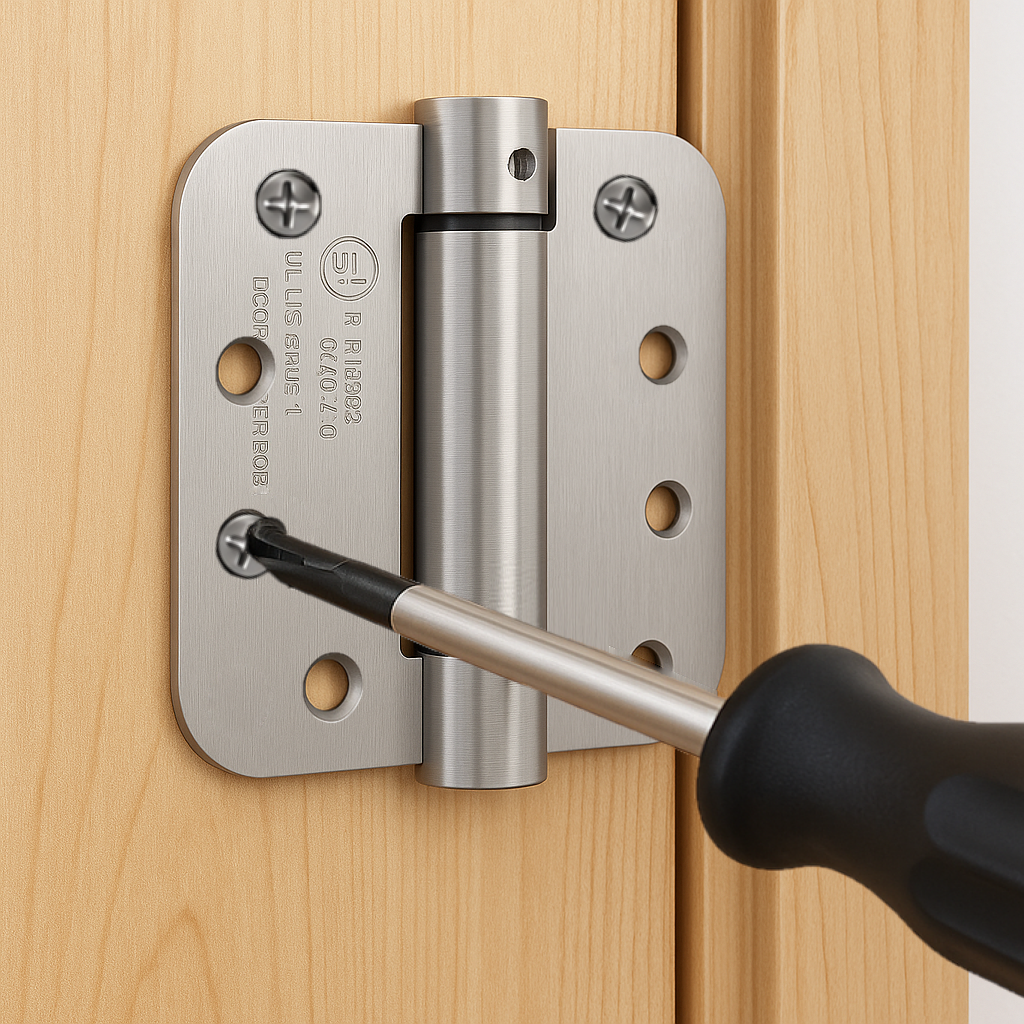 Self Closing Door Hinges 4 Inch Spring Hinge, 5/8" Radius Corners, Auto Close  Heavy Duty for Interior & Fire Rated Doors (3 Pack )