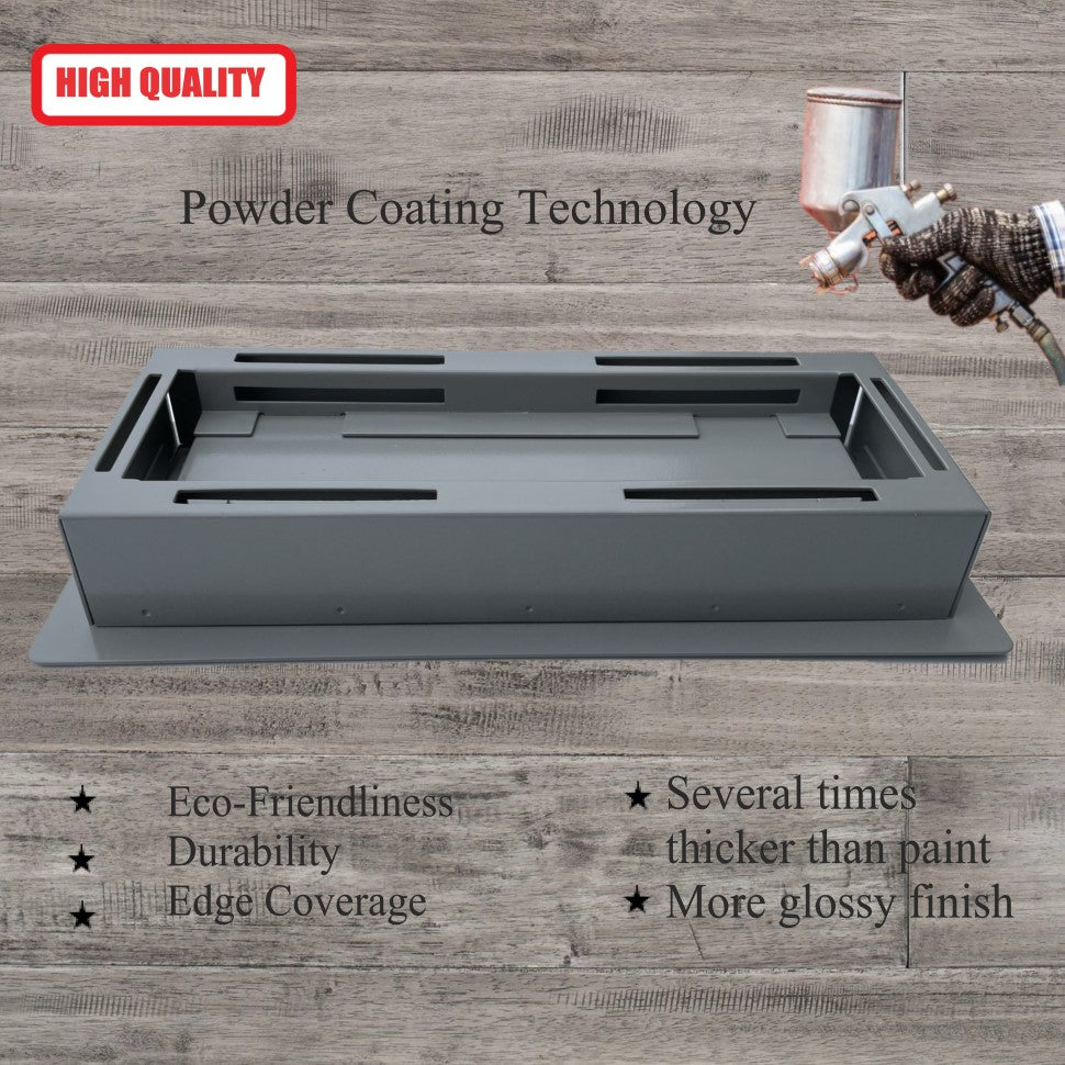 Flush Floor Vent 4X10 Register Heavy Duty Steel Covers Tile Insert 10x4 Drop in Custom Modern Tiles Hidden Invisible Low Profile Mount