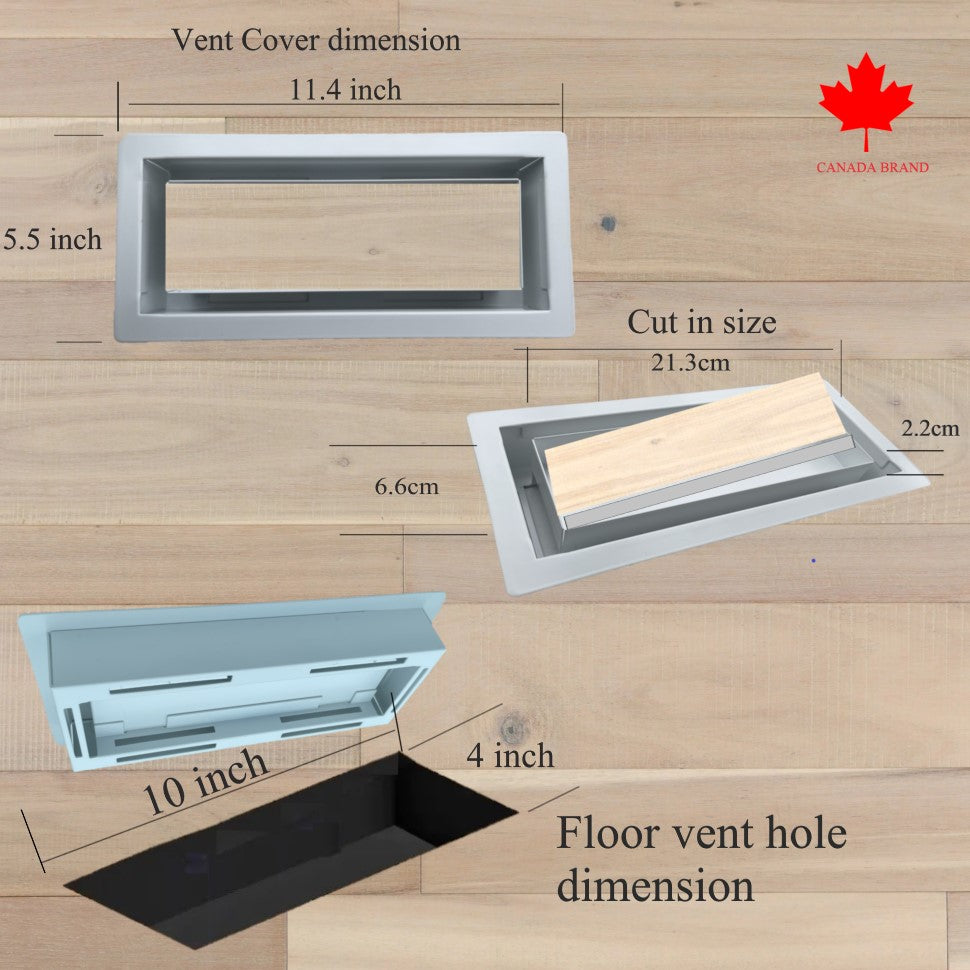 Flush Floor Vent 4X10 Register Heavy Duty Steel Covers Tile Insert Vents registers 10x4 Drop in Custom Modern Hidden Invisible Low Profile Mount
