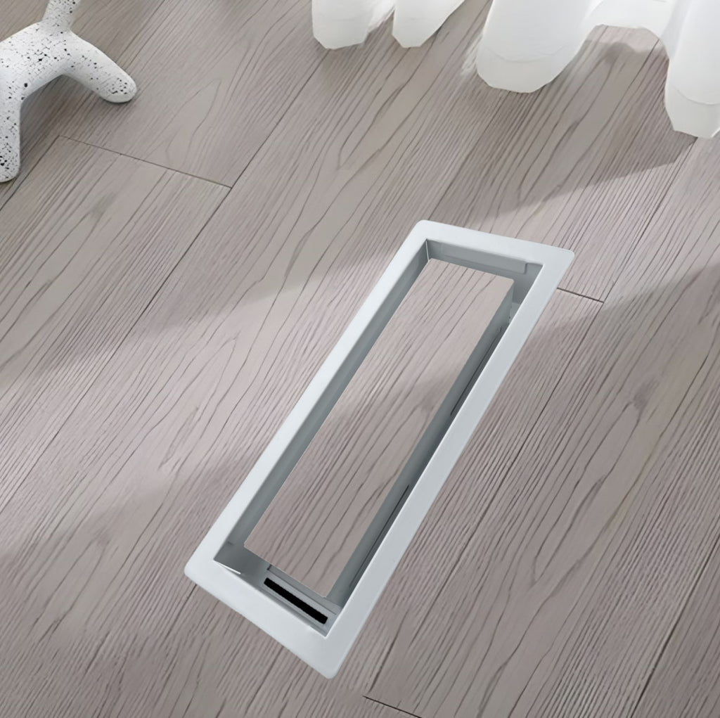 Flush Floor Vent 4X10 Register Heavy Duty Steel Covers Tile Insert Vents registers 10x4 Drop in Custom Modern Hidden Invisible Low Profile Mount