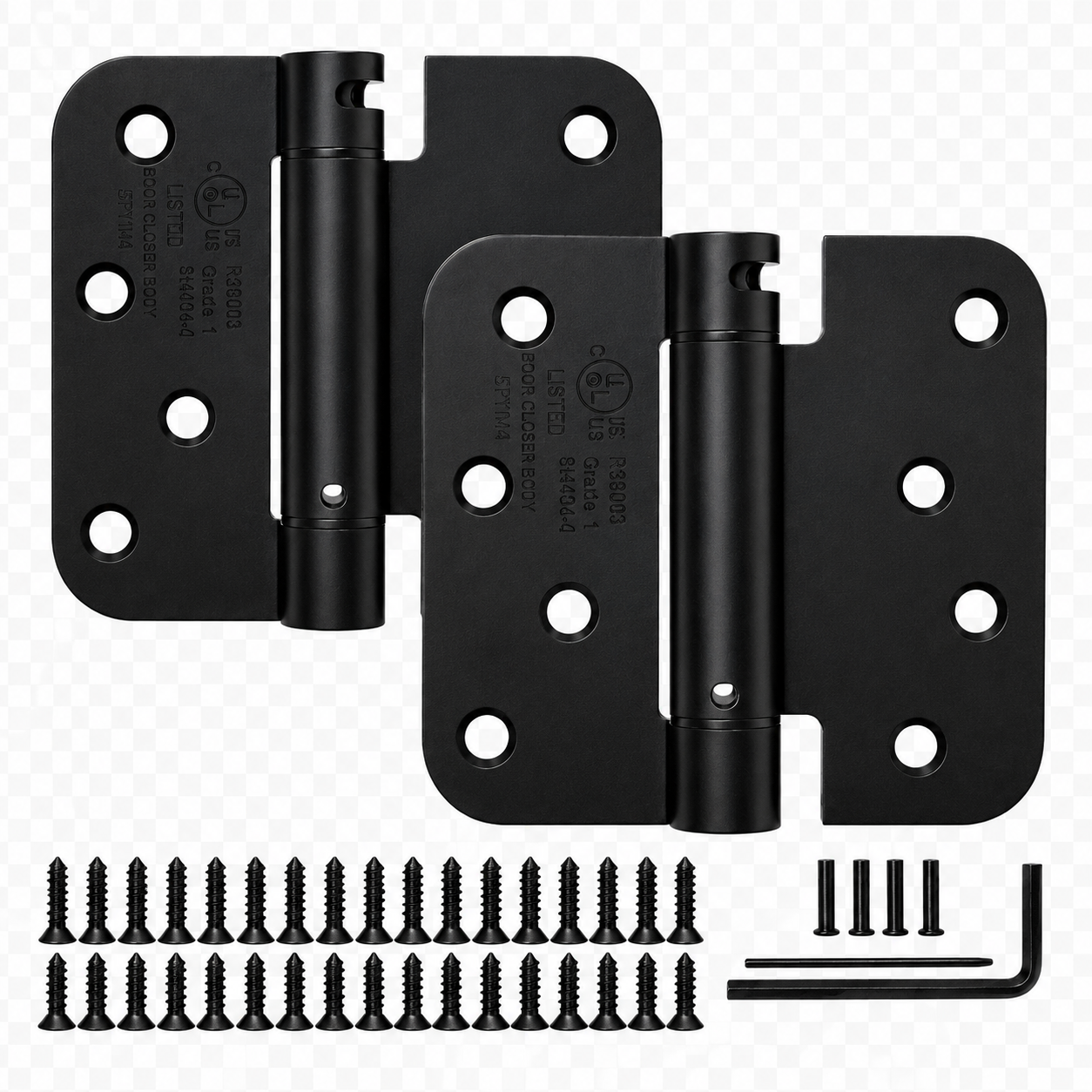 Self Closing Door Hinges 4 Inch Spring Hinge, 5/8" Radius Corners, Auto Close, Heavy Duty for Interior & Fire Rated Doors (2 Pack)