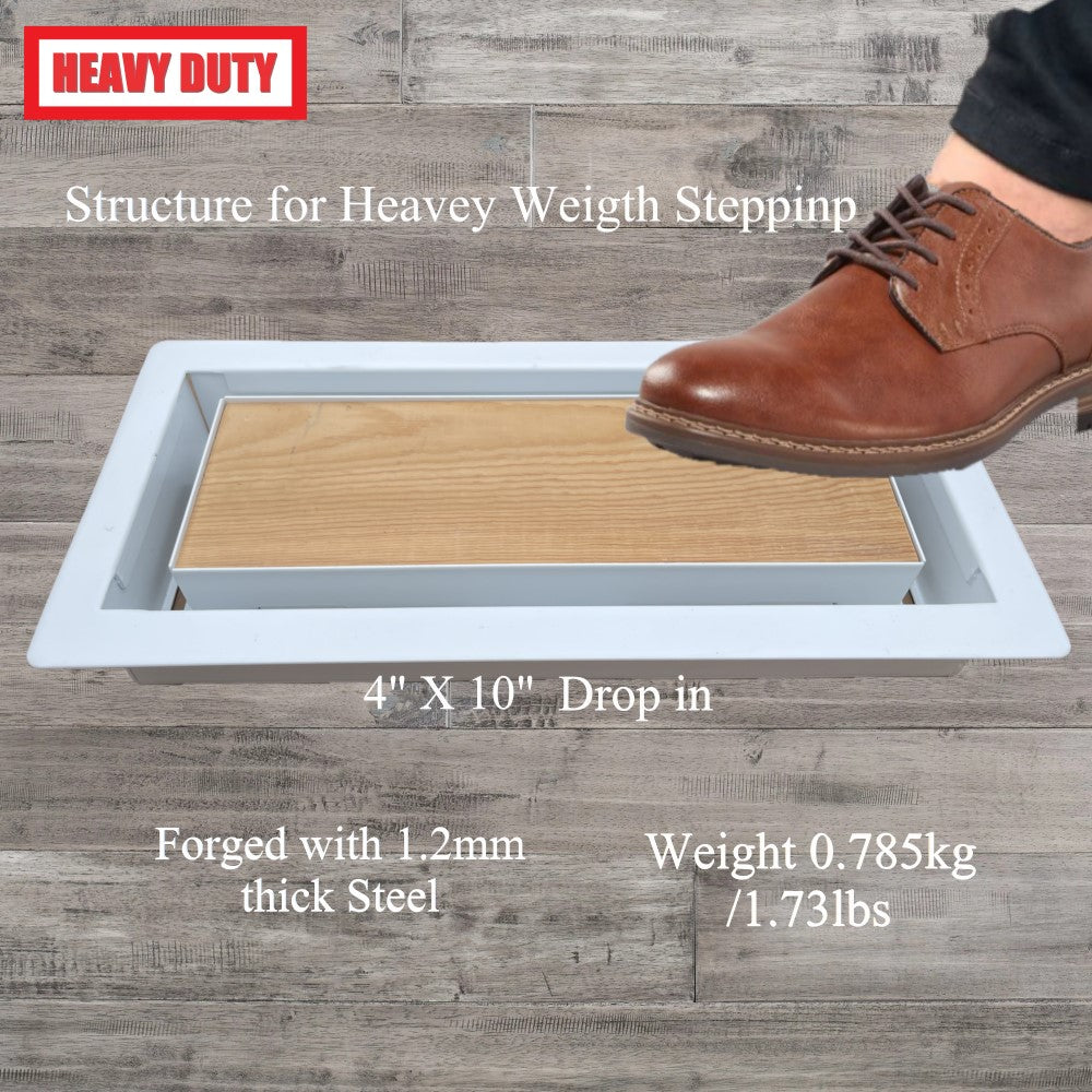 Flush Floor Vent 4X10 Register Heavy Duty Steel Covers Tile Insert Vents registers 10x4 Drop in Custom Modern Hidden Invisible Low Profile Mount