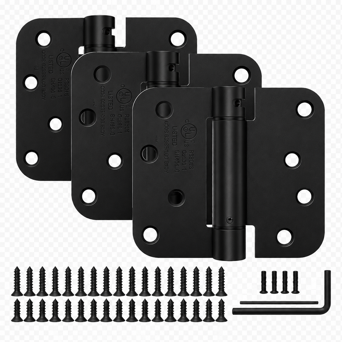 Self Closing Door Hinges 4 Inch Spring Hinge, 5/8" Radius Corners, Auto Close, Heavy Duty for Interior & Fire Rated Doors (3 Pack)